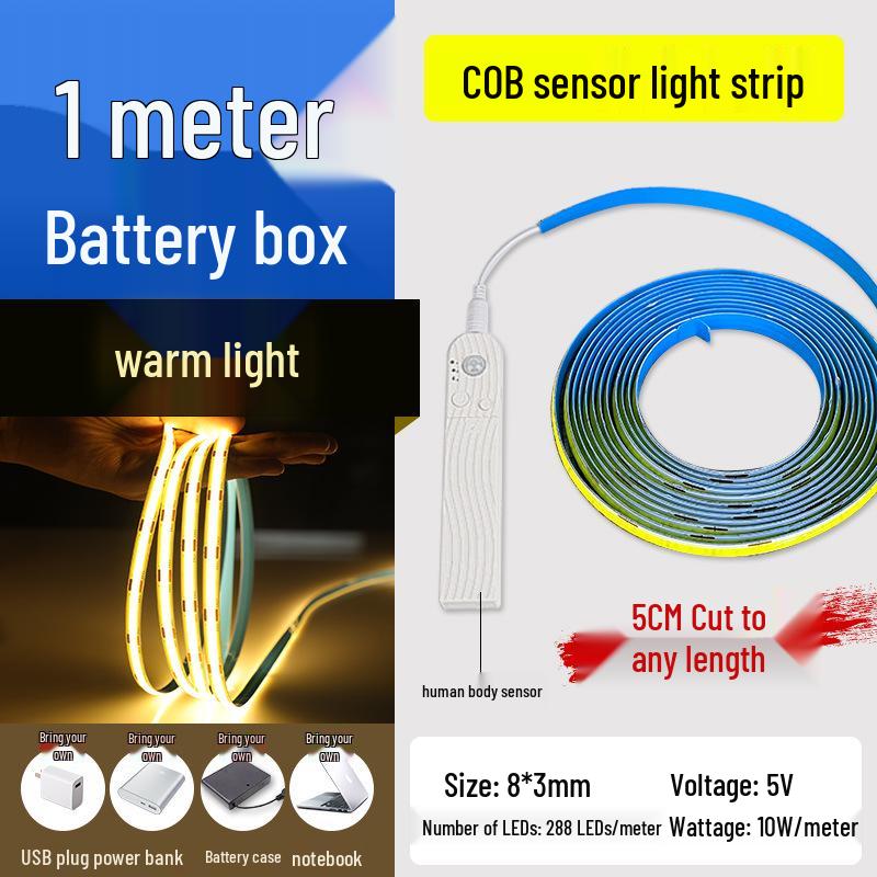 USB Rechargeable Motion Sensor LED Strip Light: Ultra-thin, Self-Adhesive, Wireless Night Lighting