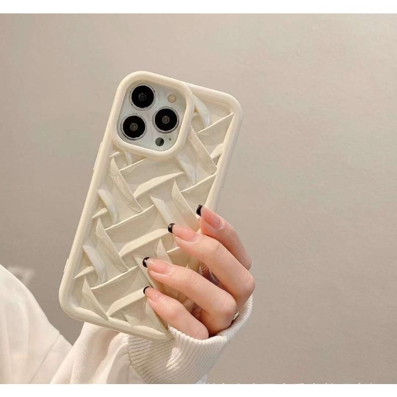 Niche Knitted Pattern Suitable for Apple 14 New Mobile Phone Case Electroplated IPhone13proMax Anti Fall Protection Case 12