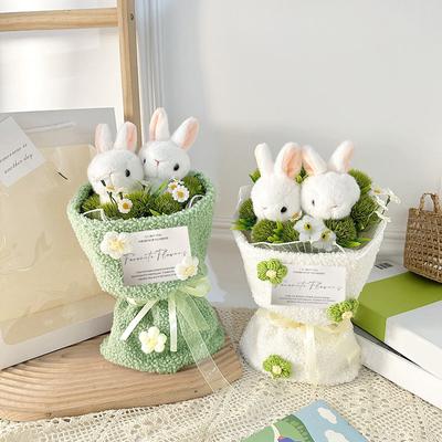 Eve Plush Rabbit Eating Grass Doll Bouquet Hand Bouquet Creative Hand Knit