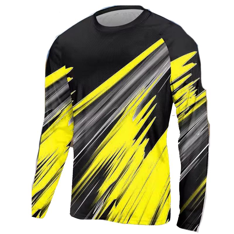 Men's T-Shirt Comfortable Color Graffiti Pattern Long Sleeve Summer Design 100%Polyester Suitable for Outdoors Round Neck