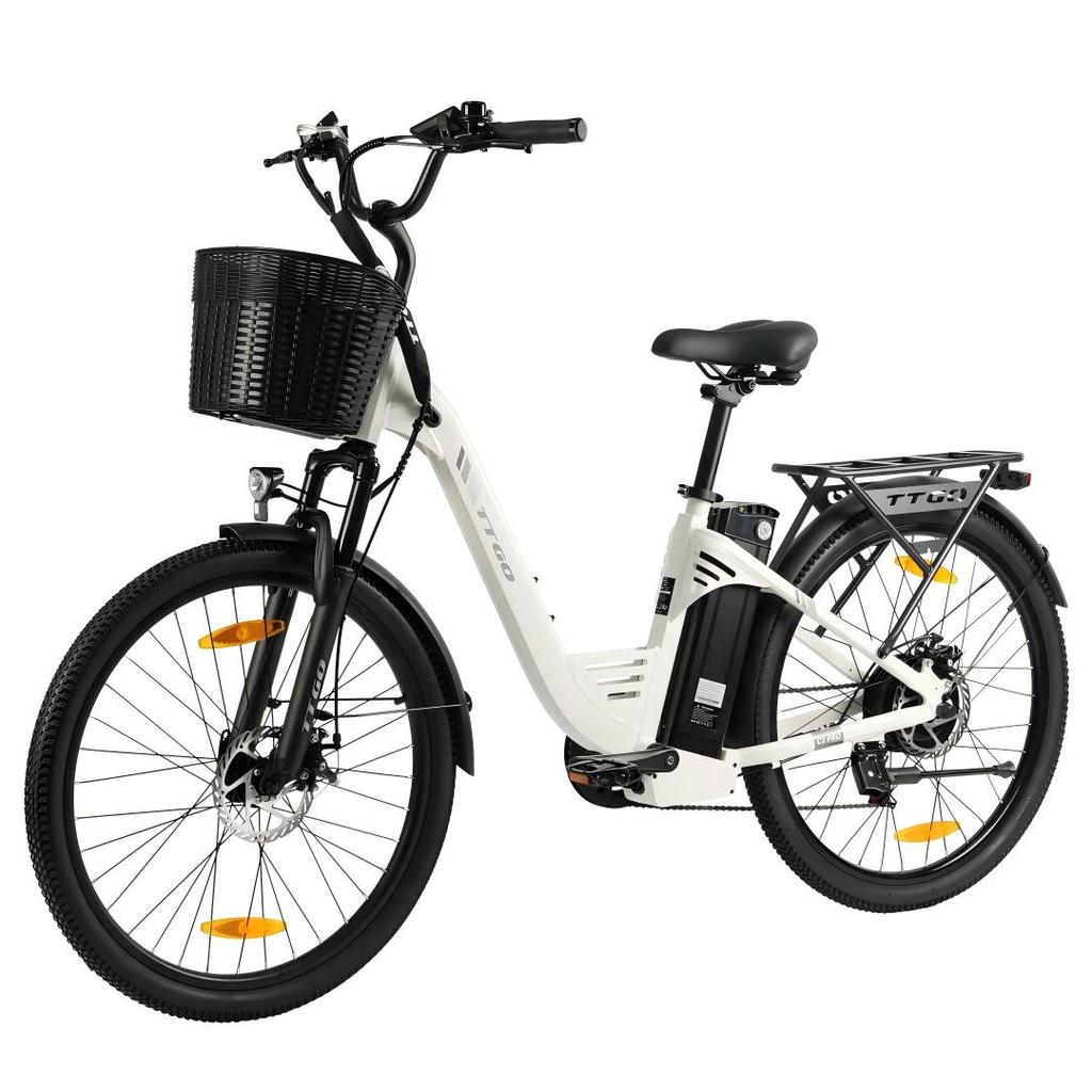 TTGO C2 PRO City Elektrofahrrad, 26-Zoll-Reifen, 250W Motor, 36V18Ah Akku, Geschwindigkeit 25 km/h, Maximale Reichweite 80-120 km, Shimano 7-Gang