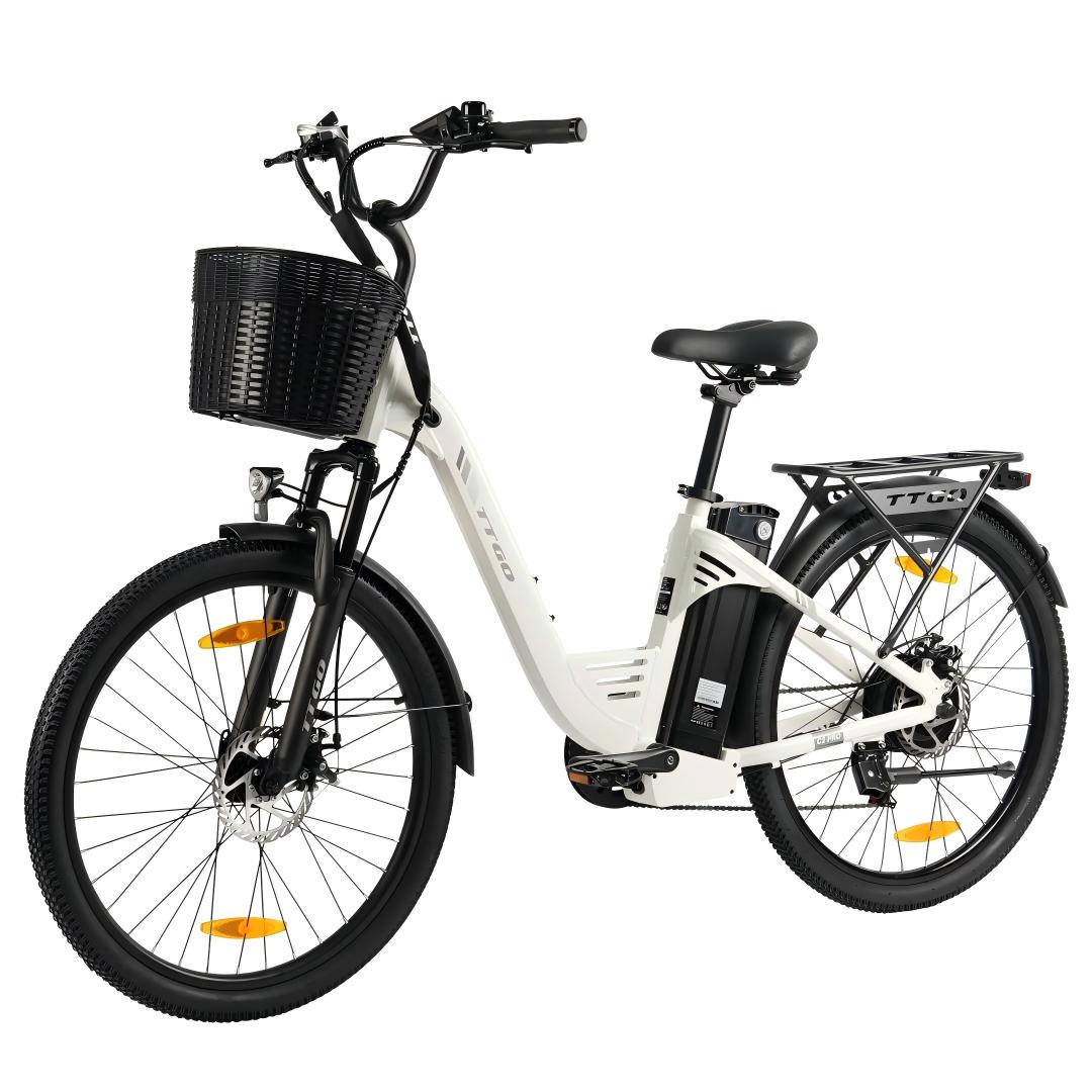 Eco Ride Ttgo C2 Pro City Elektrofahrrad, 26-Zoll-Reifen, 250W Motor, 36V18Ah Akku, Geschwindigkeit 25 Km/h, Maximale Reichweite 80-120 Km, Shimano 7-Gang
