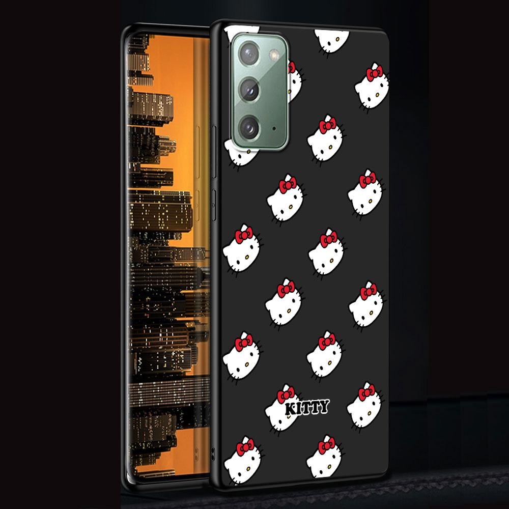 Cute Hello Kitty Case for Samsung Galaxy Note 20 Ultra 10 Plus 9 8 TPU Phone Cover Note 10 Lite Black Soft Shell Funda Capa