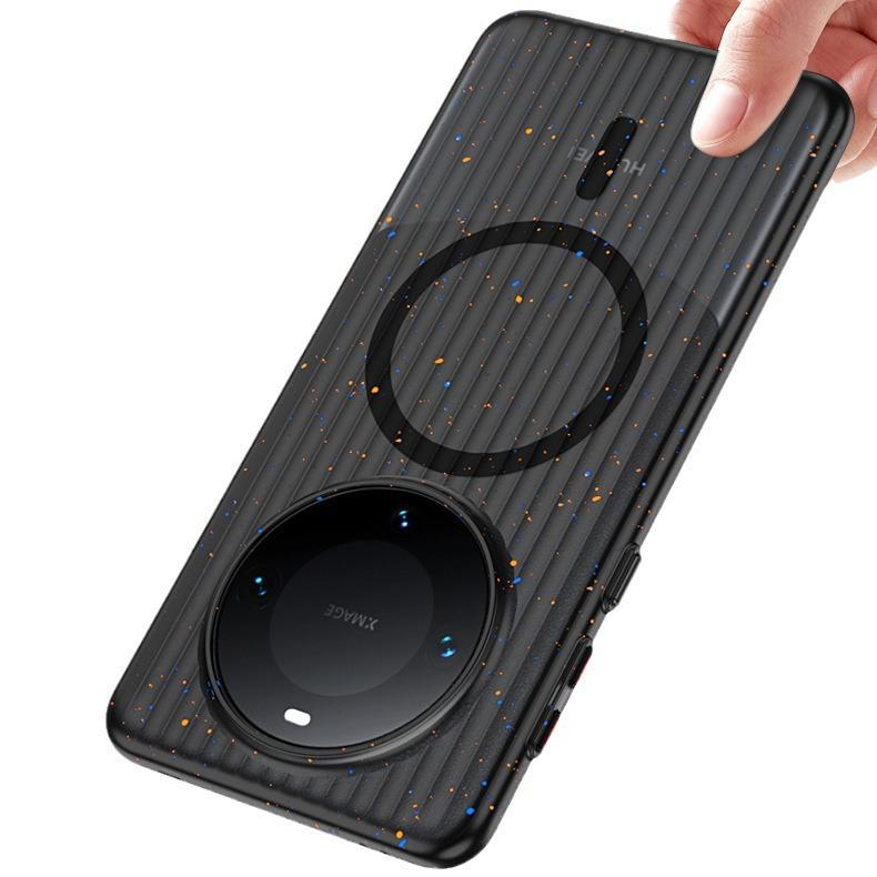 Huawei Mate70 Color-blocking Ink-splashing Phone Case with Matte Corrugated Pattern P70Pro+ Grating Magnetic Suction Protective Case