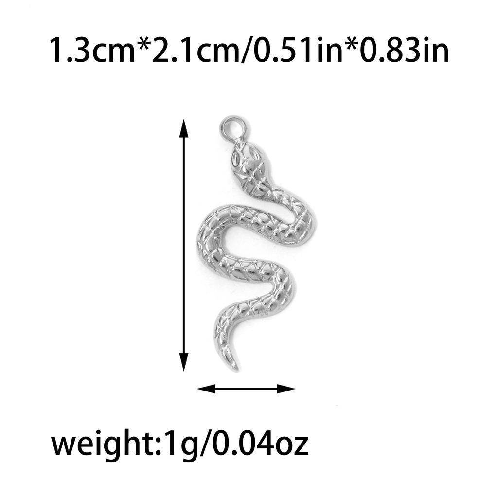 3pcs Stainless Steel Snake Charms DIY Pendant for Necklace Bracelet Earring Zircon Making Punk Animal Accessories Wholesale