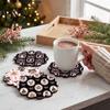 Stackable Coaster Set 4PCS Black Cat Acrylic Coasters, Christmas Festive Tabletop Coffee Table Protection Pads Mats, Non-Slip Rounded Coasters