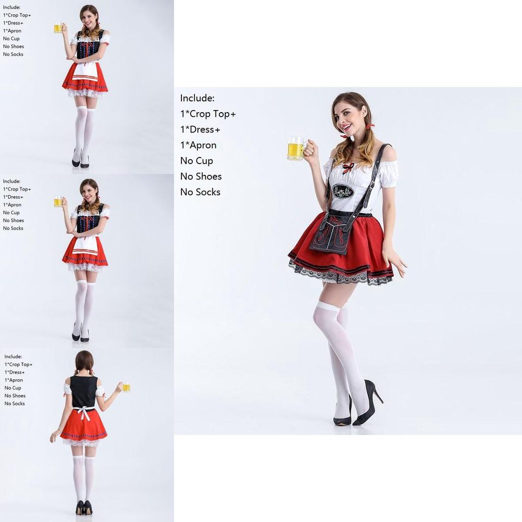 Elegantes Damen Oktoberfest Cosplay Kostüm Deutsches Bier Feiertagsoutfit Dirndl