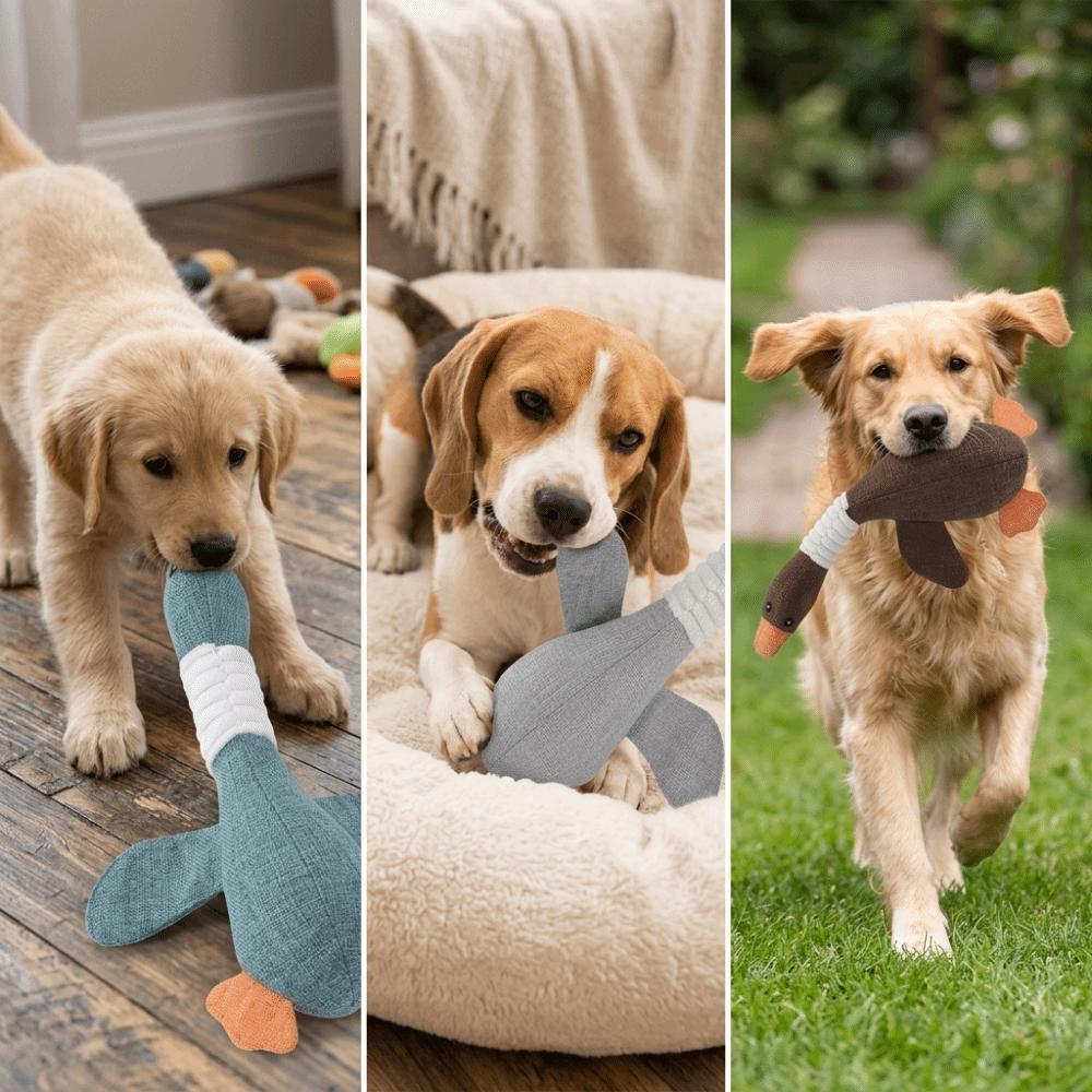 

Linen Fabric Goose Pet Toy Plush Surface Dog Chew Toy Stuffed Animal Toy Teeth Cleaning серый