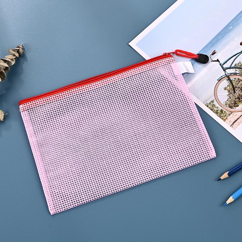 Mesh Zipper File Bag: Creative Waterproof Pencil Case & Transparent Document Storage for Students & Office