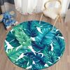 Hawaiian Tropical Leaves Round Carpet Living Room Chair Floor Mat Non-Slip Area Rug for Balcony Table Bedside Sofa Home Decor