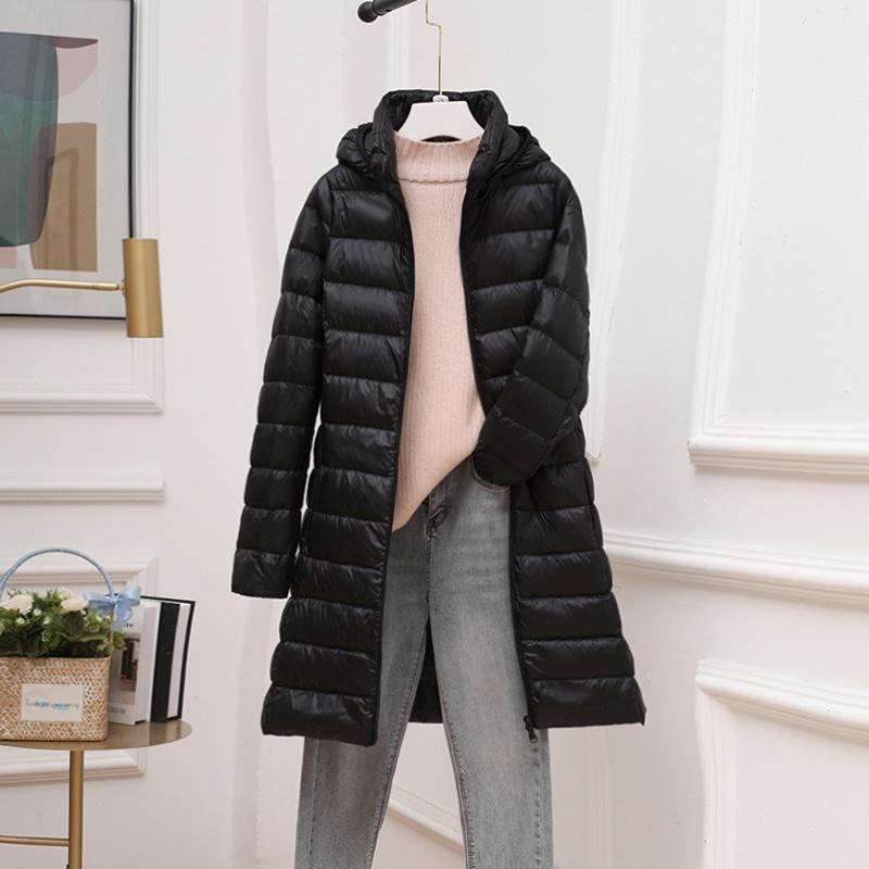 

Женская очень длинная шляпа для деловой леди, съемные куртки-пуховики, поступление, осень-зима, пух белой утки, теплое пальто XS чёрный