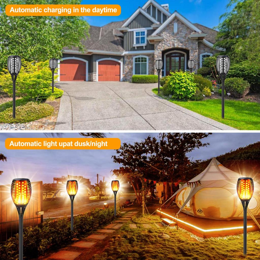 96 LED Solar Flame Torch: Outdoor Wall, Lawn, and Courtyard Atmosphere Lamp