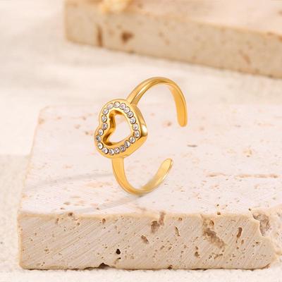 High-End Titanium Steel Heart Ring - Women's Fashion, Non-Fading, Adjustable Design for Couples.