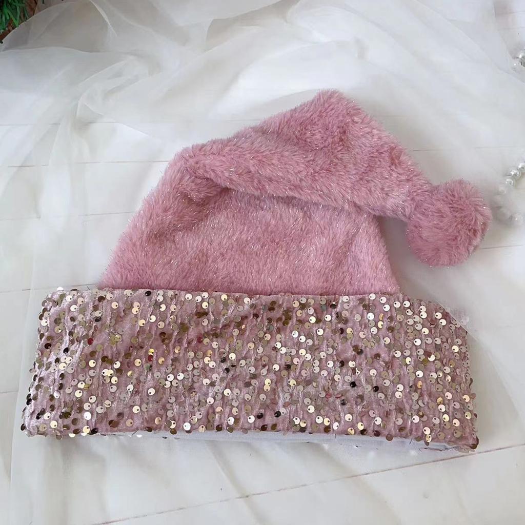 Vánoční pokrývky hlavy čepice flitry zahuštěný plyš ideální na svátky barevné oblečení na cosplay Santa chlupatá čepice