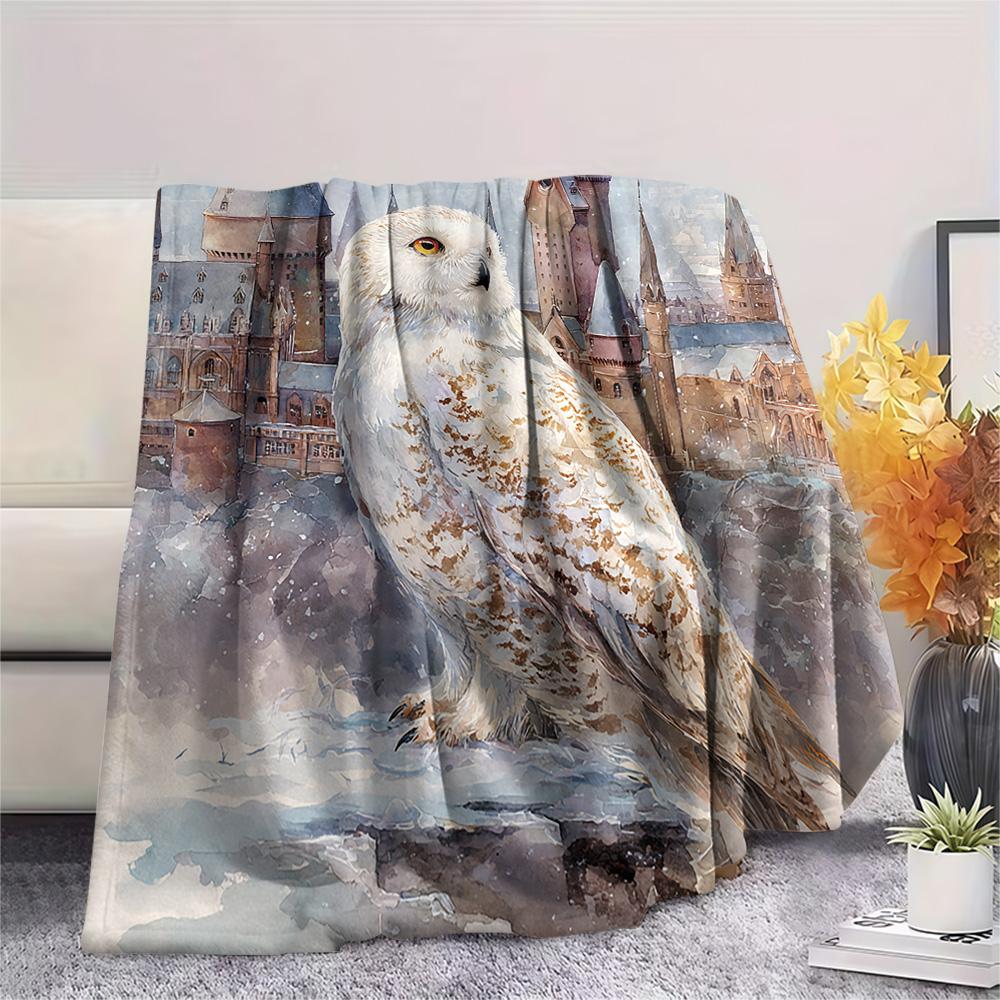 Eulen-Print Flanelldecke, Hohe Qualität, Bequem für alle Jahreszeiten, Heimdekoration, Wärme und Komfort, Perfekt für Weihnachtsgeschenke