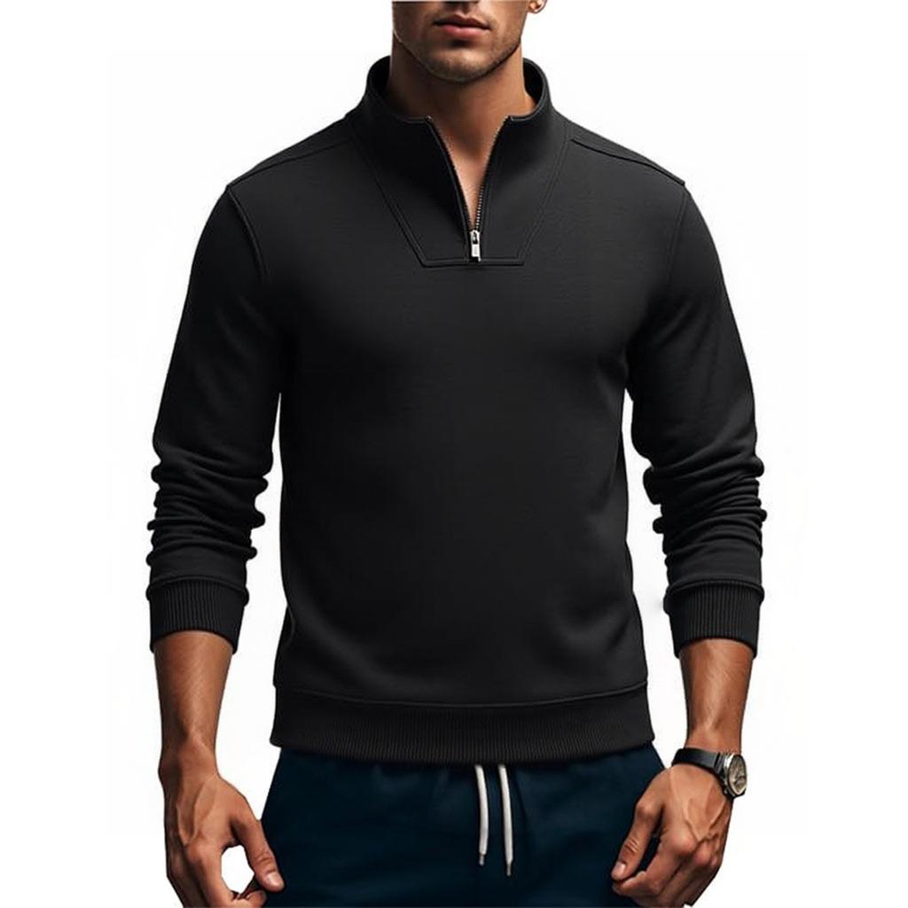Men's Half-Zip Stand-Up Collar Long-Sleeved Sweatshirt Versatile Fitness Top