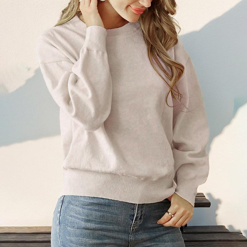 Autumn European & American Versatile Knit Heart Sweater - Women's Cute Round Neck Style