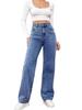 Retro Washed High-Waist Straight Leg Jeans for Women - Slimming Wide-Leg Style for Spring and Autumn 2026