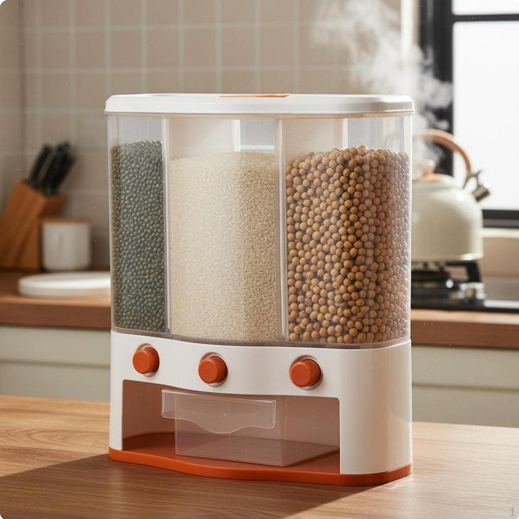 MultiCompartment Grain Dispenser WaterResistantResistant Partitioned Rice Storage Box Sealed Wall