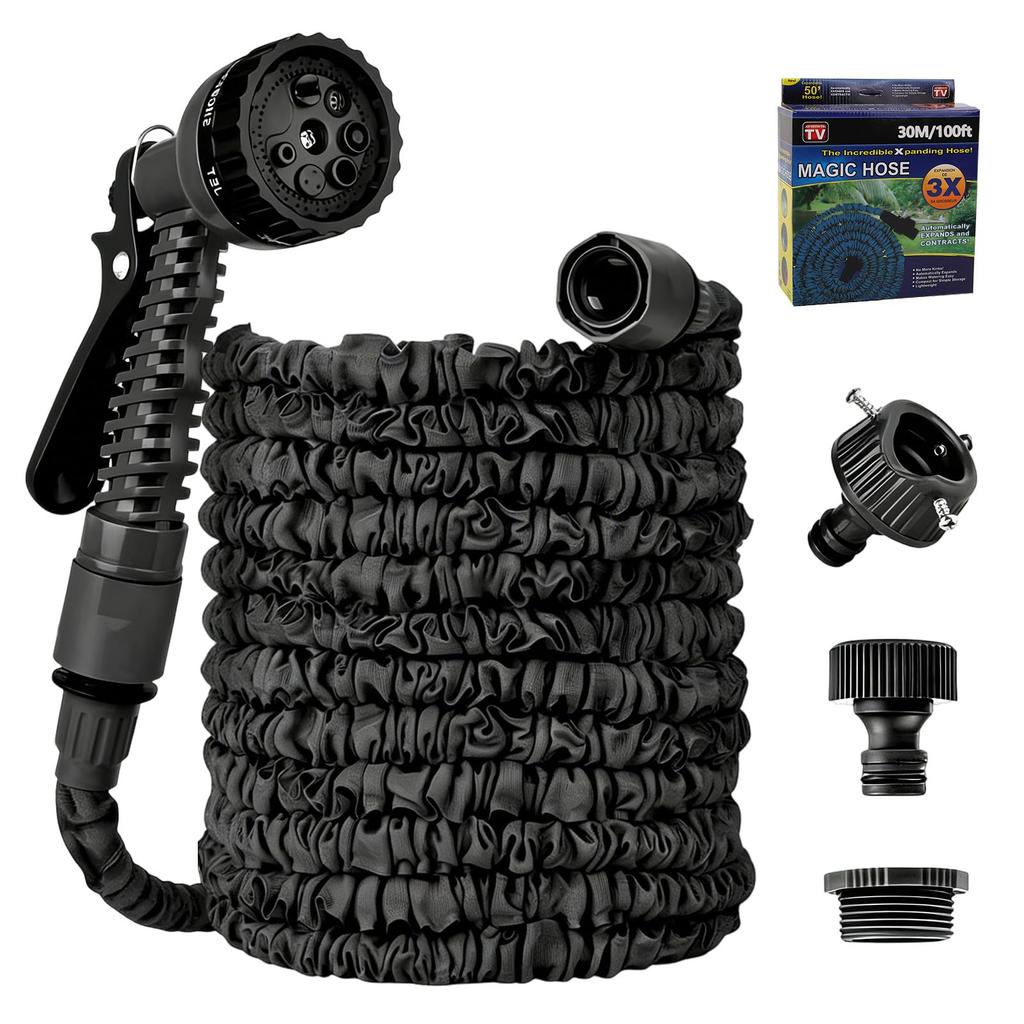 Extendable Hose with Retractable and Abrasion Stretchable to 3 Times Its 7 Nozzle Easy Perfect for Car Flower and Yard Cleaning to Ultra-lightweight