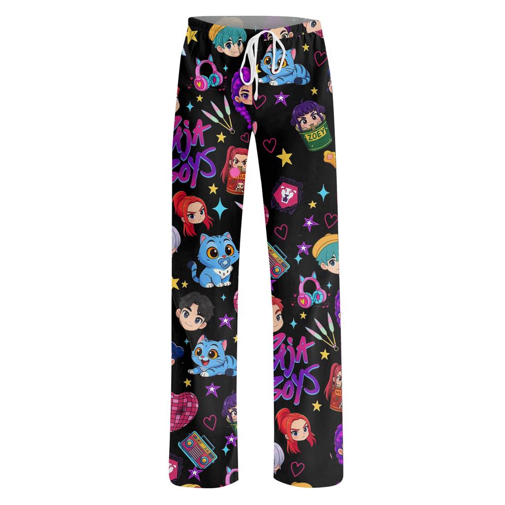 Womens Pajama Pants Sleepwear Casual Drawstring Elastic Waist Pants Comfy Straight Yoga Loose Trousers