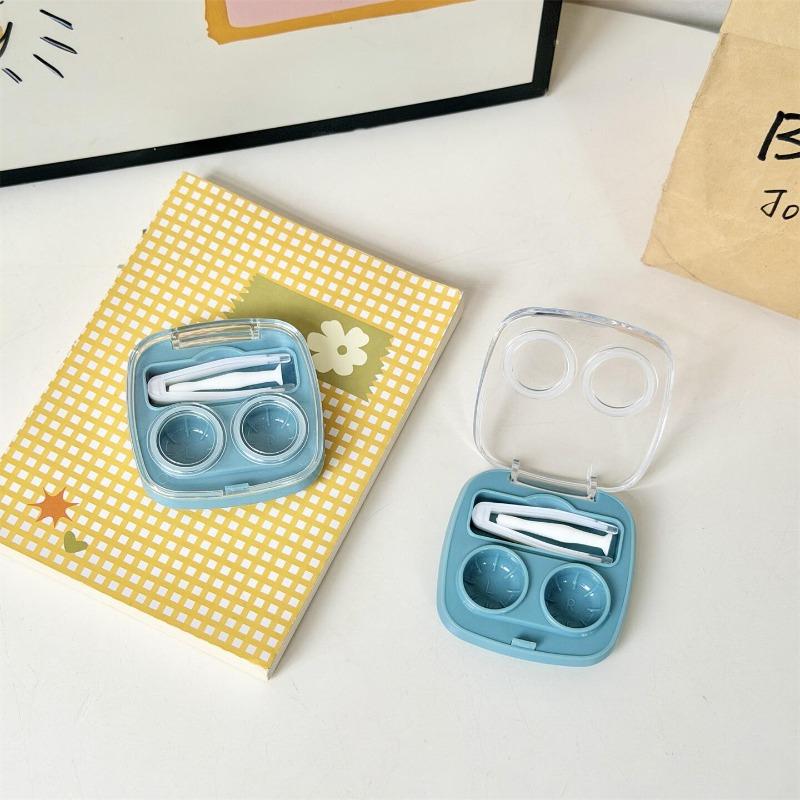 Mini einfarbiger Kontaktlinsenbehälter, Kontaktlinsenbehälter für Mädchen, Reisehalter, Aufbewahrung, Augenbehälter mit Spiegel