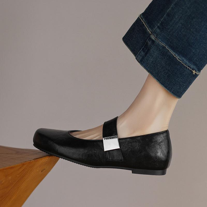 

New low-heeled size single shoes, light-mouth casual wedge heel leather shoes, rubber soft soles, round head lazy shoes for women in all seasons 43 (customized non-return and exchange) чёрный