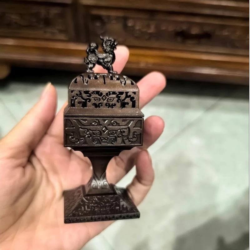 Square Zinc Alloy Incense Burner with Pedestal – Modern Aromatherapy Decor & Gift