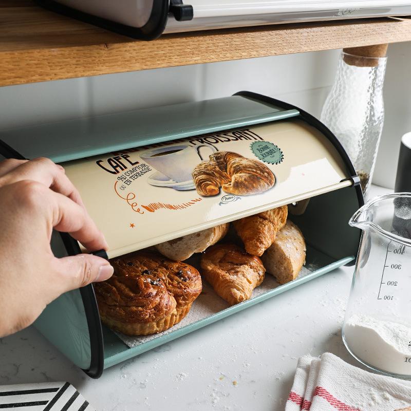 Retro Metall Brot Gebäck Kuchen Box Case Große Kapazität Reis Case Lebensmittelaufbewahrung Küchenaufbewahrungsbox Kochzubehör Heimdekoration