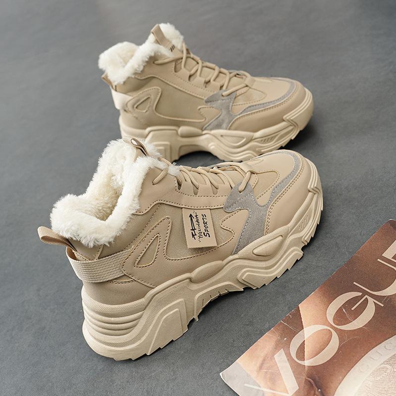 Fashion Winter New Women High Top Snow Boots Warm Plush Woman Comfortable Sneakers Waterproof Cottom Shoes Fashion Female Footwear 2025