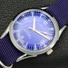 HAND-WINDING SWISS MENS VINTAGE REFURBISHED BLUE COLOR DIAL WATCH a700967-5 R205a-a700967