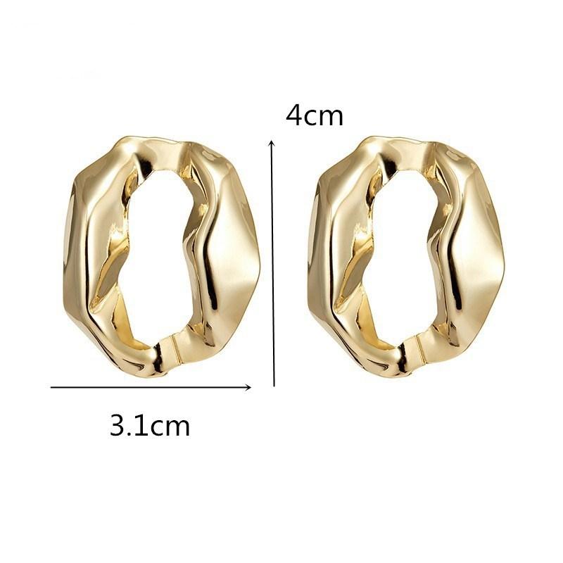 Vintage Minimalist Irregular Round Drop Earrings for Women Geometric Chunky Metal Circle Dangle Fashion Punk Statement Jewelry