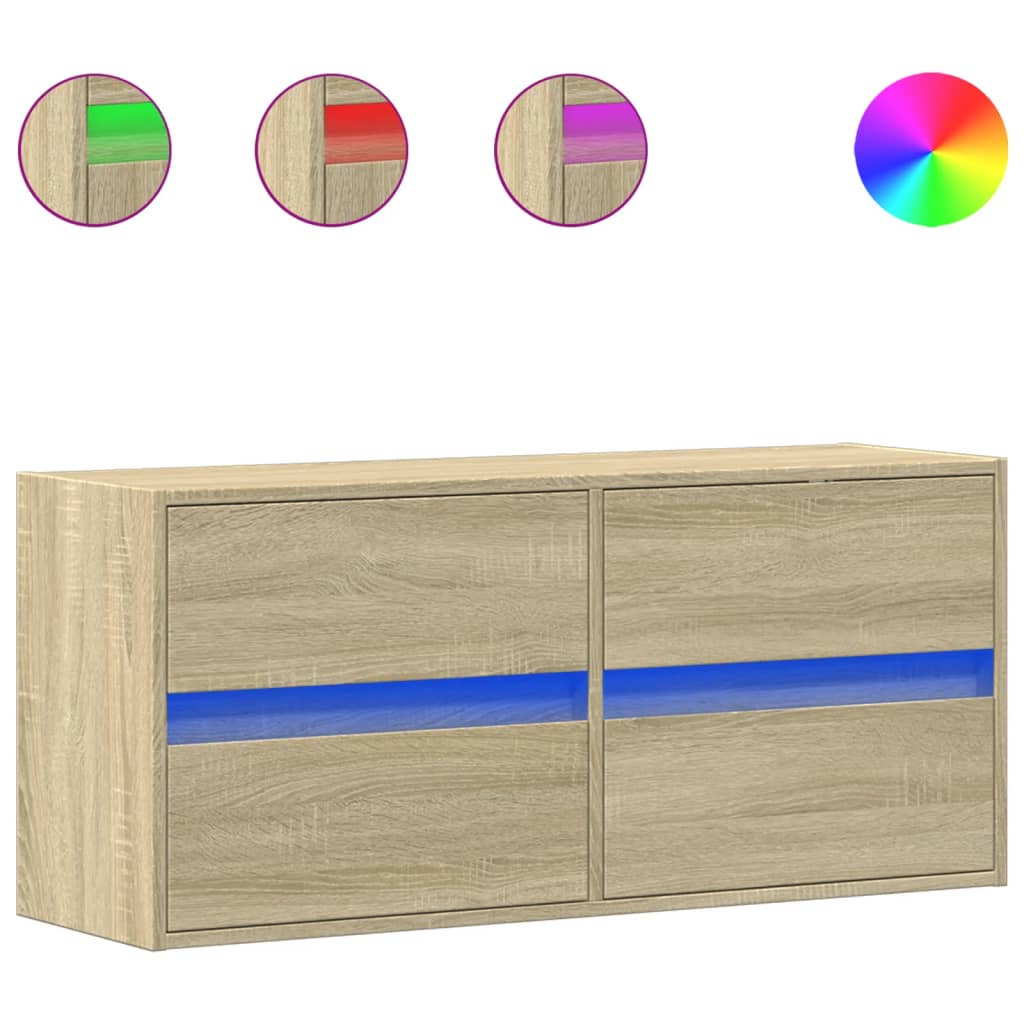TV Wall Cabinet with LED Lighting Sonoma Oak 100 x 31 x 45 cm
