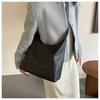 Women's Faux Leather Shoulder Bag, 2026 Trendy Solid Color Work Tote, Korean Style Zipper Closure Bucket Handbag
