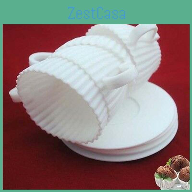 Cupcake 8pcsset Silicone Cups Muffin Baking Cake Tea Saucers Mold Teacup