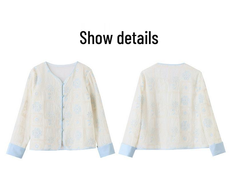 Women's Embroidered White Short Jacket - Spring/Summer 2025 Chinese Style Sun Protection