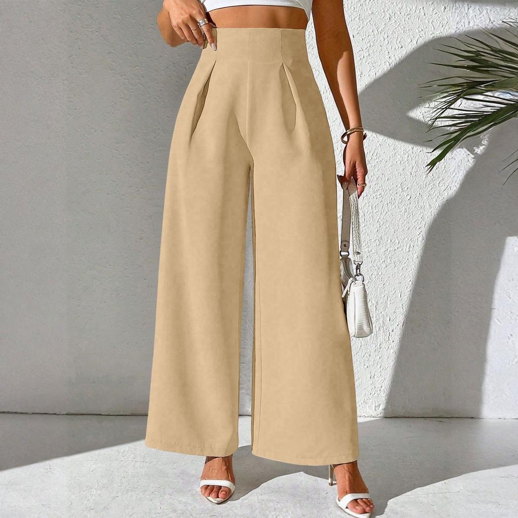 Women's Fashionable Casual Wide Leg Pants And High Waisted Pants