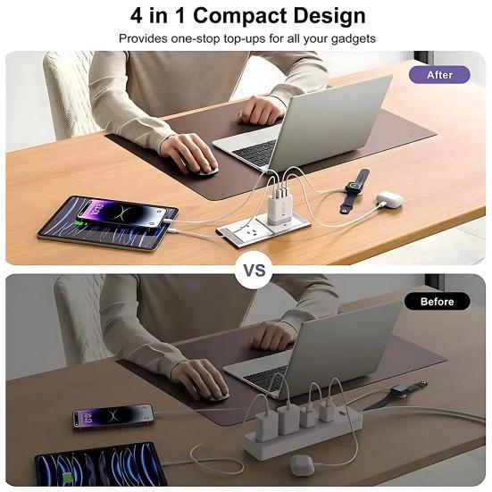 Multi Port PD Charger with 3 USB Ports Type C Compact Travel Charger Fast Charging Adapter