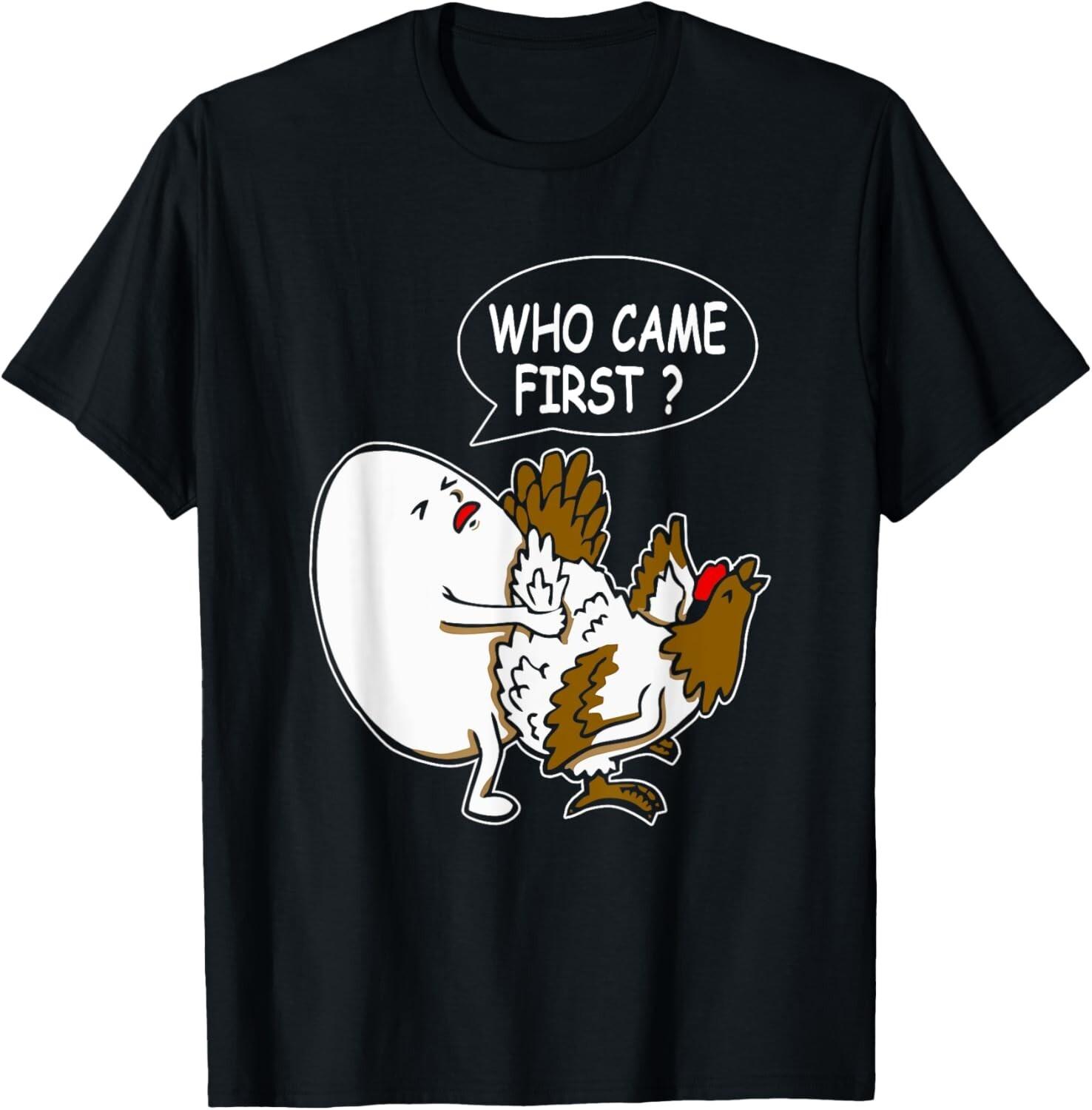 Funny Adult Humor Jokes Who Came First Chicken Or Egg Gift Unisex T-Shirt S разноцветный
