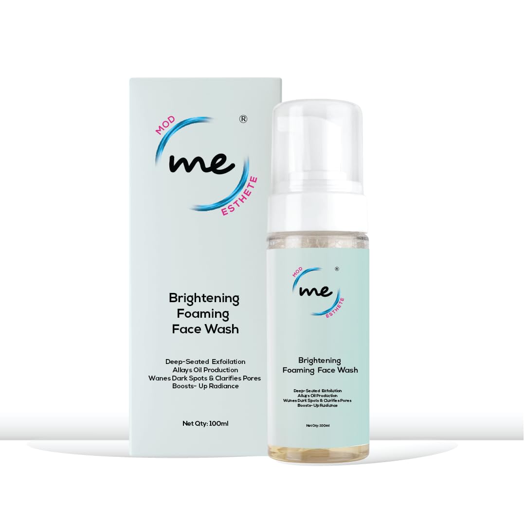 MOD ESTHETE ME Brightening Foam Face Wash | With 1% Salicylic Acid, Kojic Acid, Lactic Acid & Vitamin C | Exfoliating, Oil Control & Pigmentation C