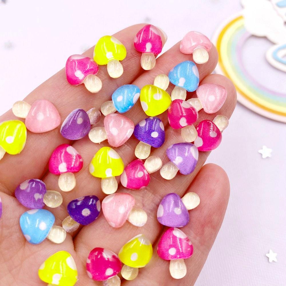 

50 шт., смешанные смолы, мини-кристаллы, красочные цветы, грибы, дизайн ногтей, плоская задняя часть, стразы, аппликации, сделай сам, декор для скрапбукинга, аксессуары, ремесла