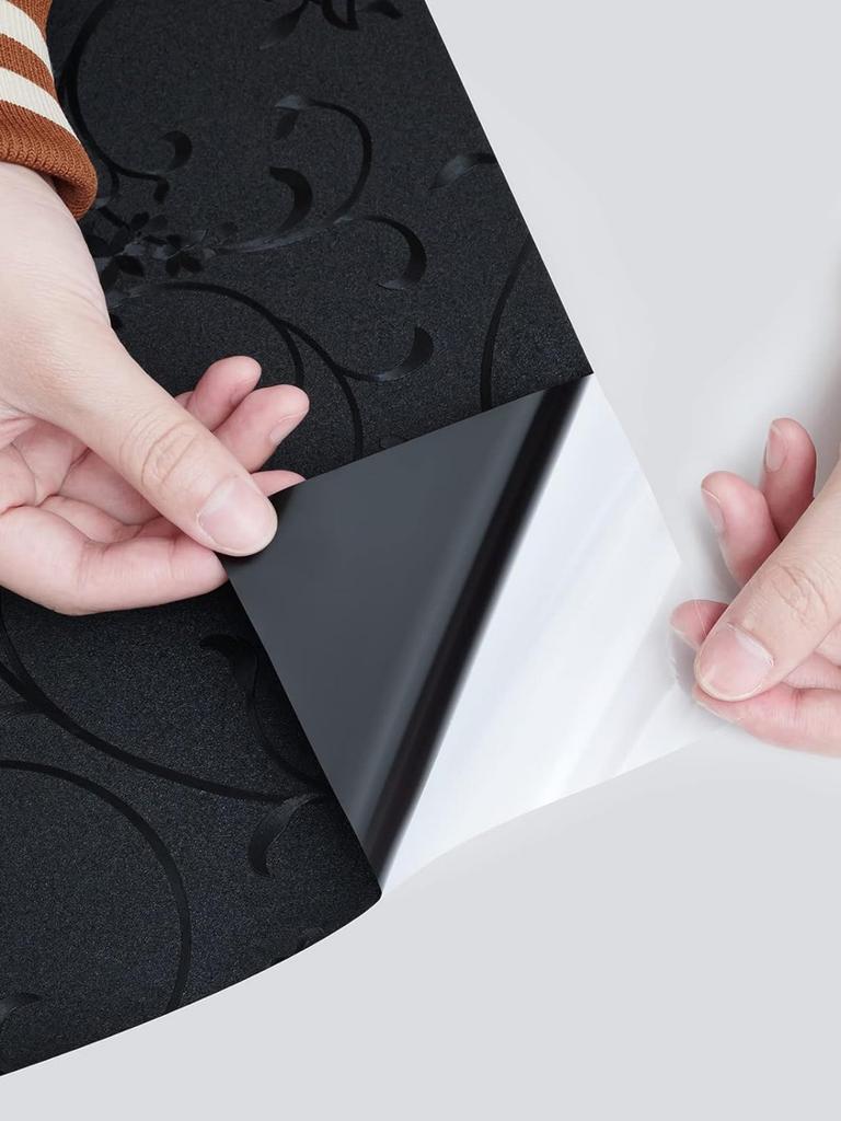 Frosted PVC Window Film - Static Cling Heat Control Room Darkening Opaque Privacy Cover for Home Office Glass Doors UV Blocking