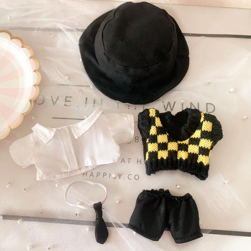 20CM idol Star EXO Doll Dolls Clothes Knitted Sweater necktie pants shoes Vest Fisherman beret hat dolls Accessories toys Gift
