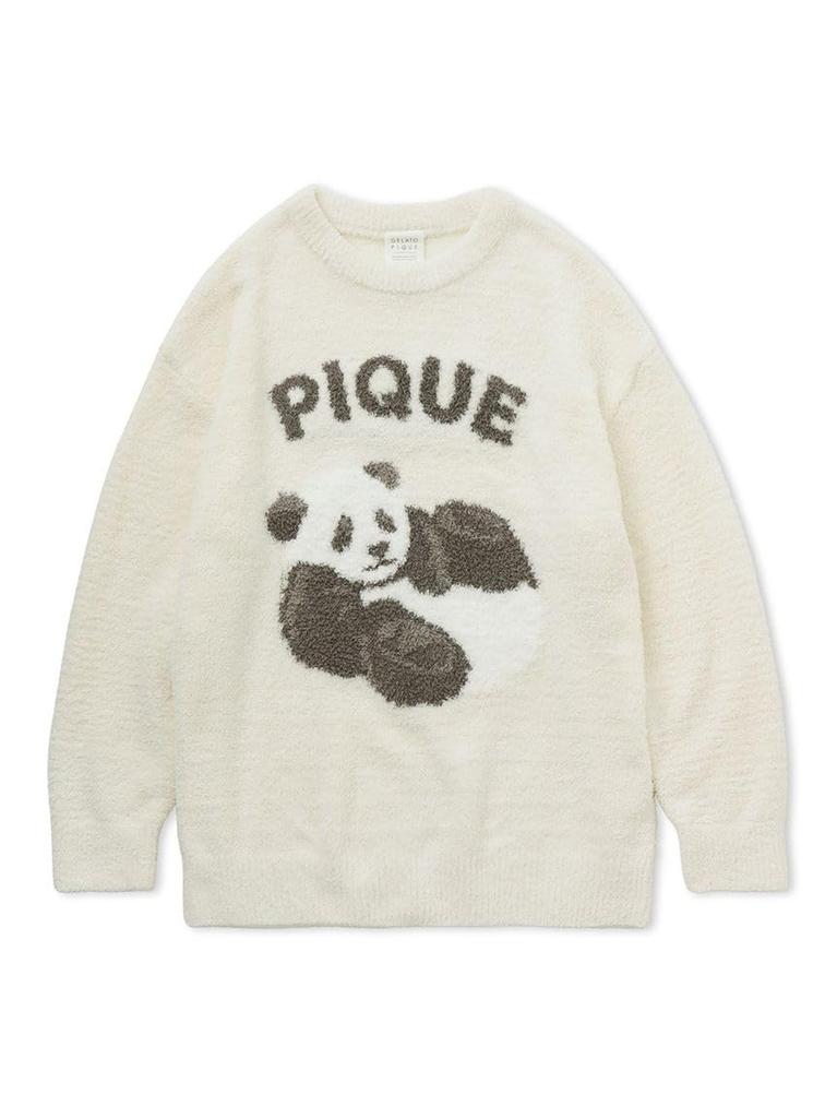 Gelato Pique Panda Jacquard Pullover PWNT235093 OWHT Free Size Women's