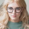 New Brand Milk Coffee Color Women Square Frame Photochromic Anti Blue Light Prescription Reading Glasses