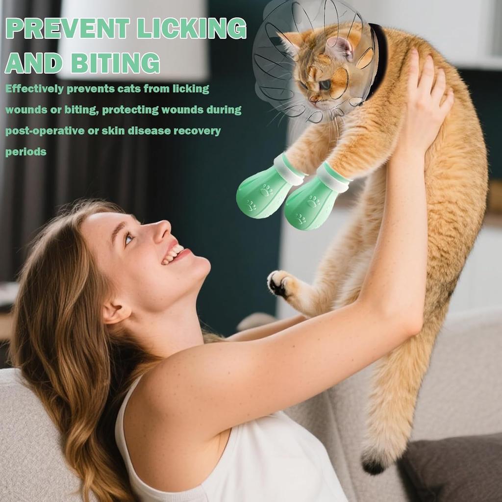Cat Head Cover,Cat Bubble Muzzle,Cat Helmet for Grooming,Adjustable Hood,Anti-Bite Helmet,with 4 Silicone Paw Shoes,for Pet Bathing Shaving Nail