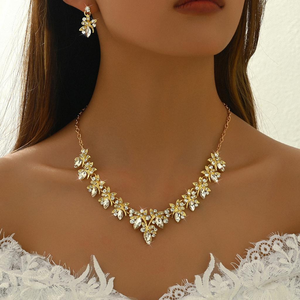 Atmospheric Bridal Necklace Earrings Zircon Wedding Jewelry