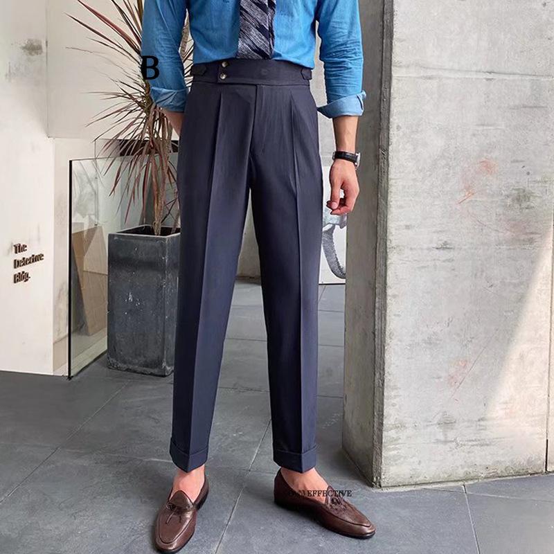 Neapel Gerade Herren Slim-Fit Neun-Punkte Anzughose: Lockere, knitterarme, leichte Business-Drapierhose