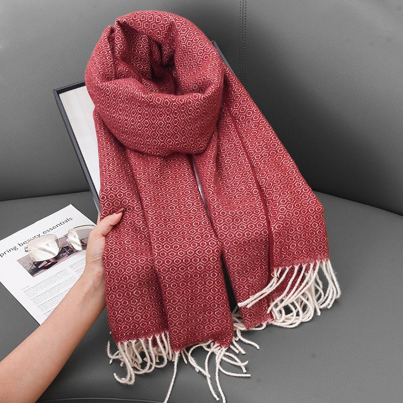 Scarf Exquisite in Honeycomb Mid Length Tassel Shawl High End Cold Proof and Warm Versatile Couple Student Scarf