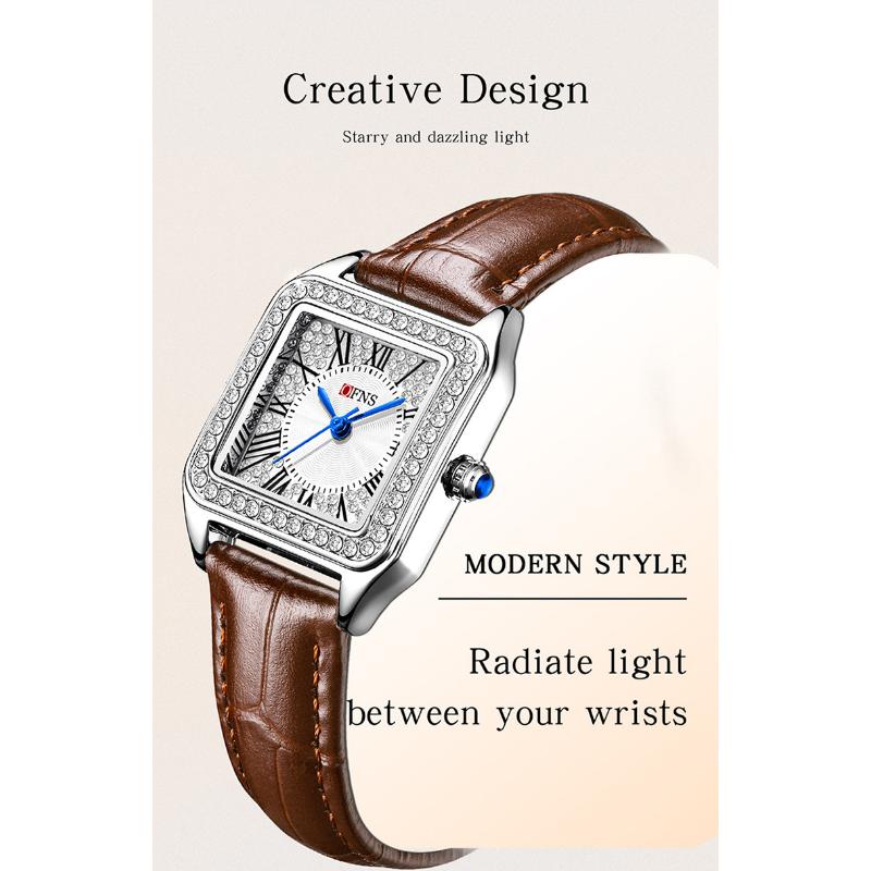 SANDA Fashion Lightweight Women's Quartz Watch Diamond Square Elegant Roman Waterproof Women's Quartz Watch